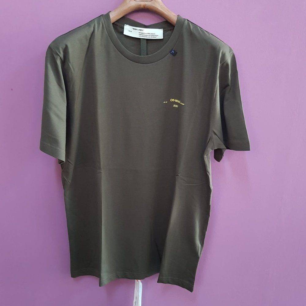 Off-White Men's Khaki Green Short Sleeve T-Shirt
